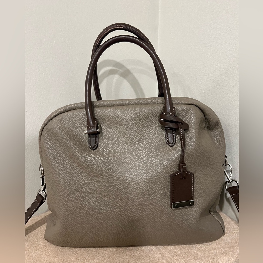 Patrick Cox Tan Leather Handbag with a removable crossbody strap-Pre-loved